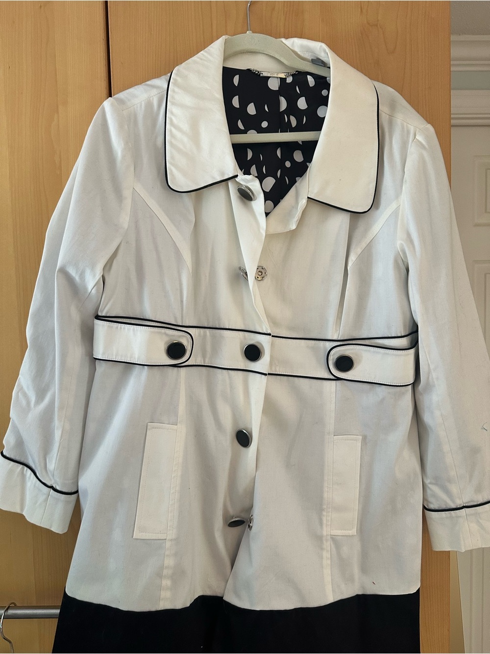 Apt. 9 White Trench Coat with Black Trim